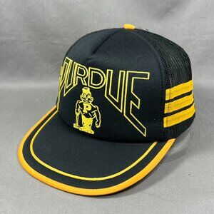 Vtg Purdue Boilermakers NCAA Snapback Hat Cap 3 Stripe Trucker Indiana USA Mens